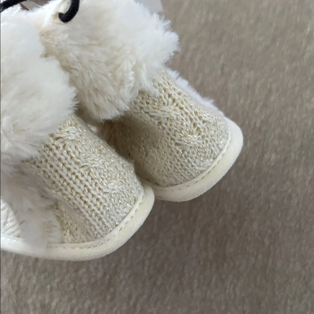 Carter’s Cozy Cable Knit Baby Booties with Faux Fur Trim